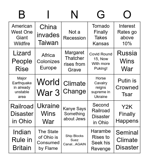2023 Disaster Bingo Card