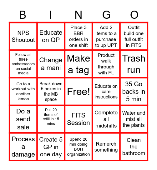 Lululemon March BINGO Card