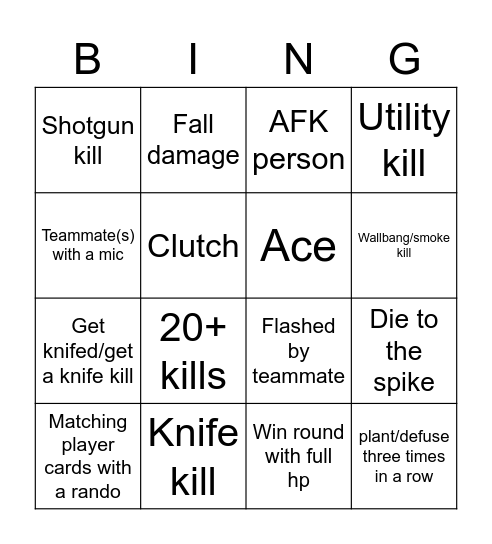 Seagull's Valorant Bingo Card