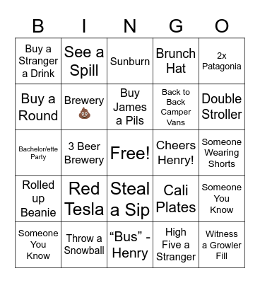 Bend Bingo 2.0 Bingo Card