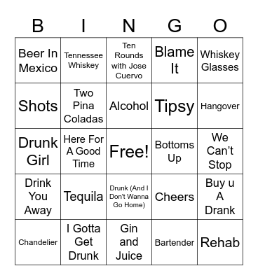 Drinking Songs! Bingo Card