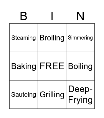 Cooking Techniques Bingo Card