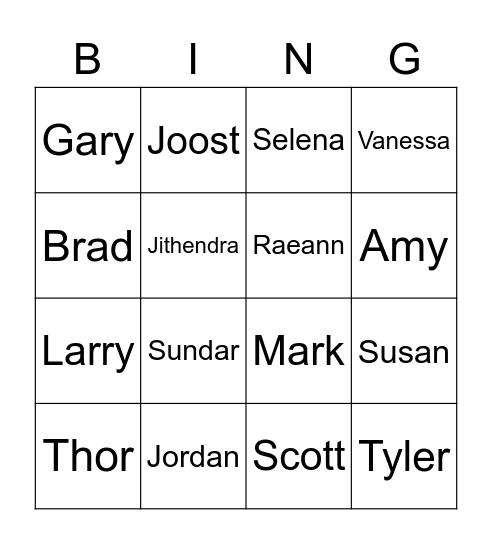 BAM Bingo Card