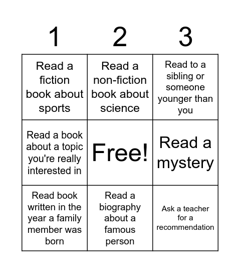 March Madness Book Battle Bingo Card