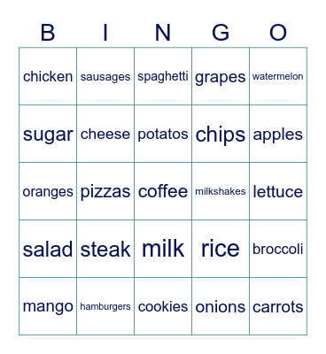 Bingo - Food Bingo Card