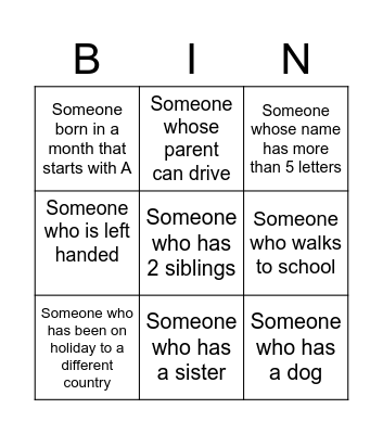 Person bingo Card