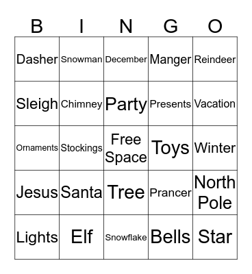 Christmas Bingo Card