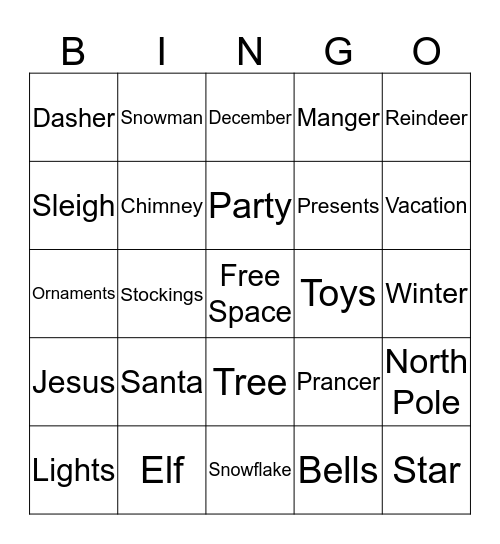 Christmas Bingo Card