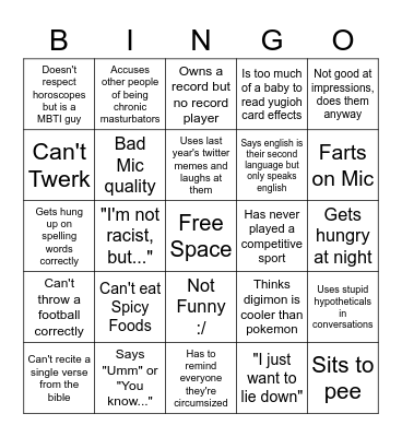 Red Flag Bingo Card