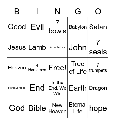Revelation Bingo Card
