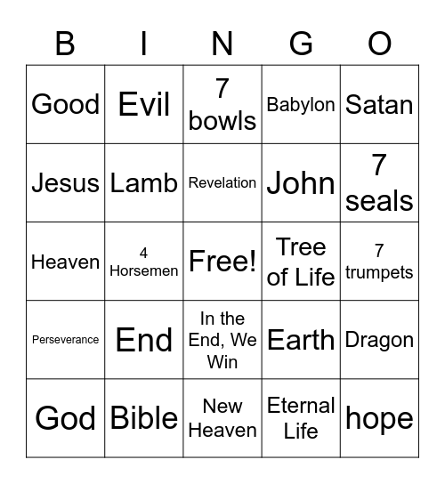 Revelation Bingo Card