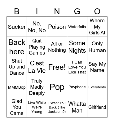 Boy/Girl Bands Bingo Card