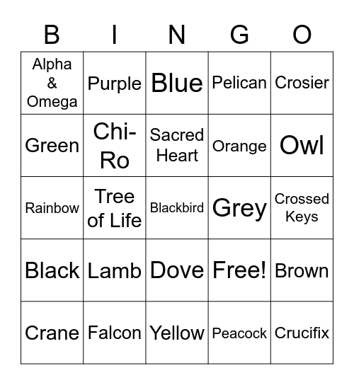 Catholic Art BINGO Card