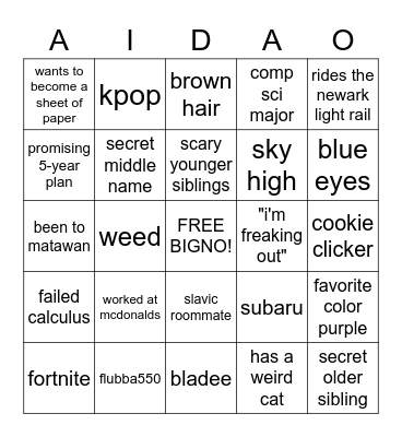 AIDA BINGO Card