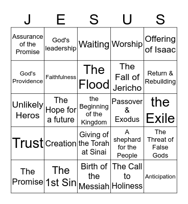 Jesse Tree Bingo Card