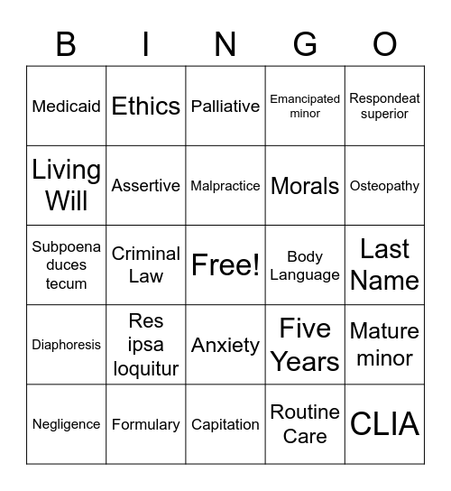 MEAS 109 FINAL REVIEW Bingo Card