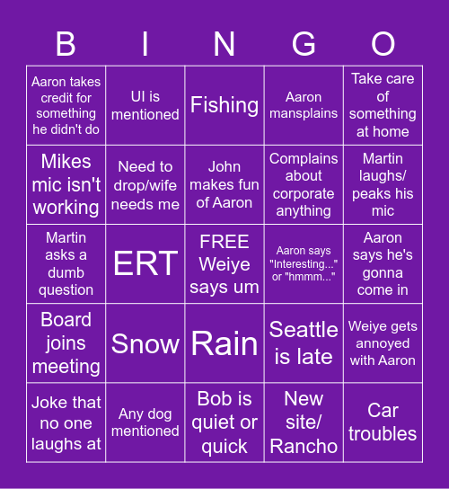 Meeting Bingo Card