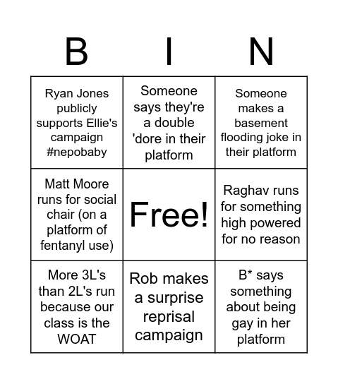 2023-2024 VBA Elections Bingo Card