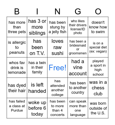 Find someone who... Bingo Card