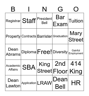 Charleston Law BINGO Card