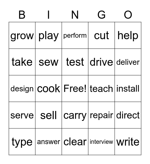 WHAT THEY DO ON THEIR JOBS Bingo Card