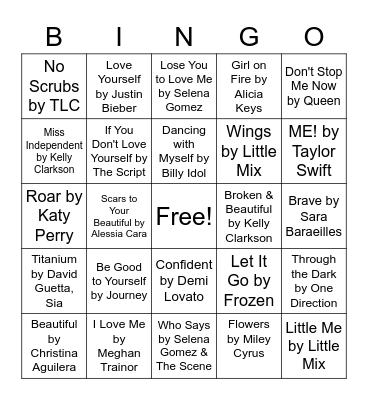 Self Love Bingo Card