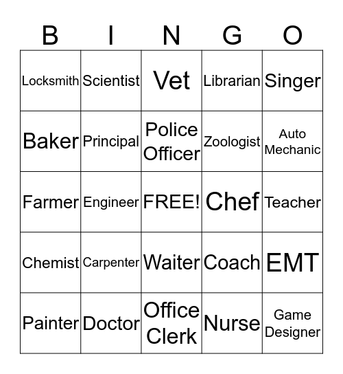 CAREERS Bingo Card