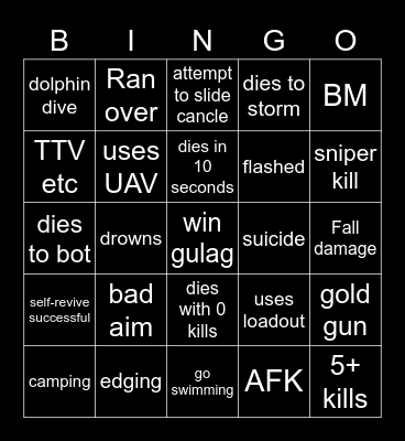 warzone 2 bingo Card