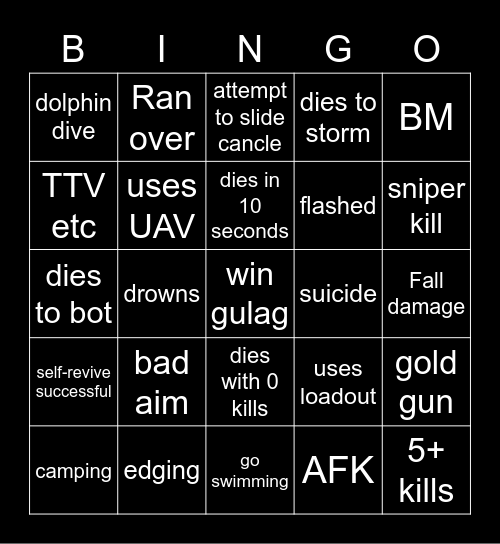 warzone 2 bingo Card