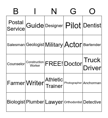 CAREERS Bingo Card