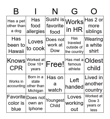Get to Know You Bingo! Bingo Card