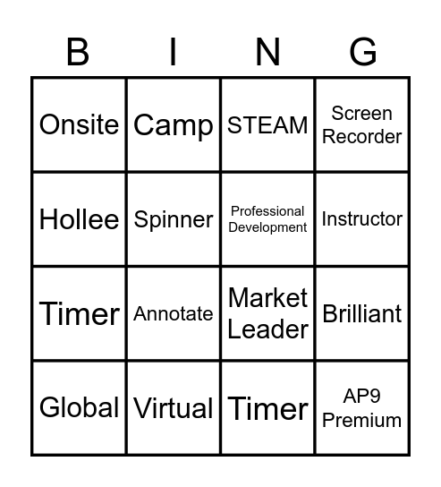 PROMETHEAN BINGO Card