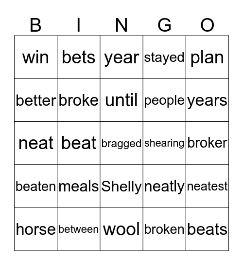 lesson 31 blue book Bingo Card