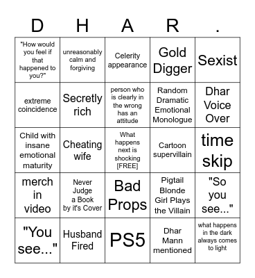 Dhar Mann Bingo Card