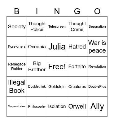 SOCIETY Bingo Card