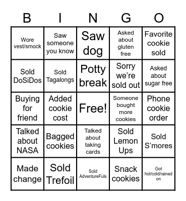 GS Cookie BINGO Card