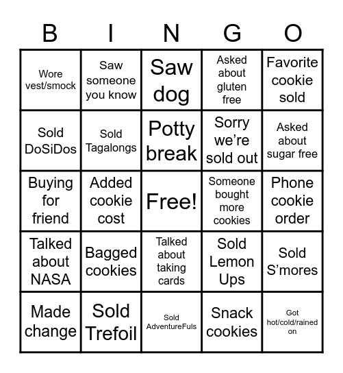 GS Cookie BINGO Card