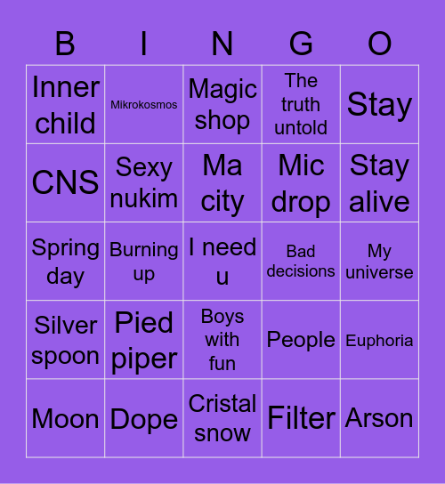 @Scarlet_souza Bingo Card