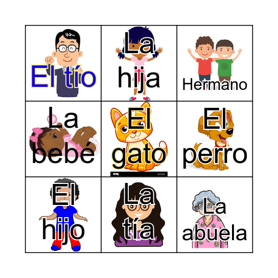 La Familia Bingo Card