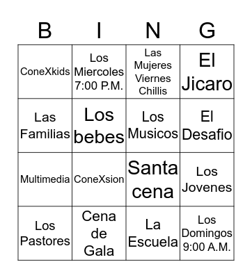 CONEXSION Bingo Card