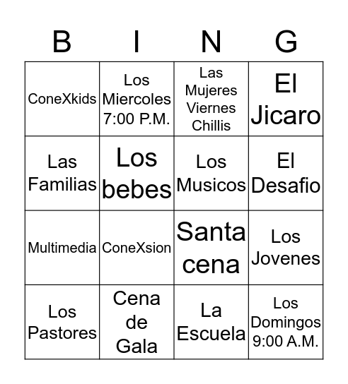 CONEXSION Bingo Card