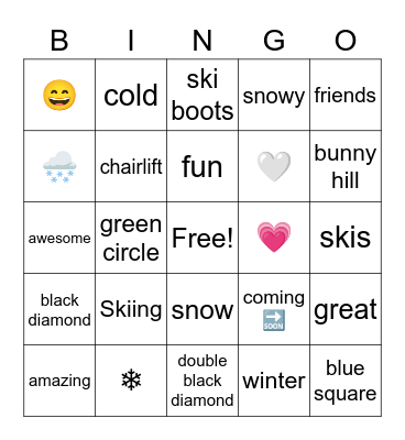 Ski Trip Bingo Card