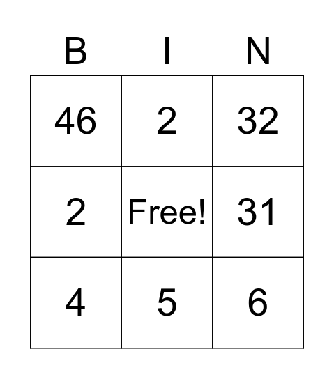 Number Bingo 1-75 Bingo Card