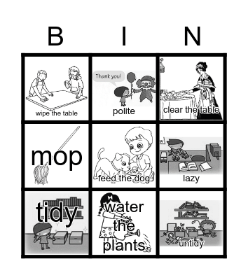 Helping at Home Bingo Card