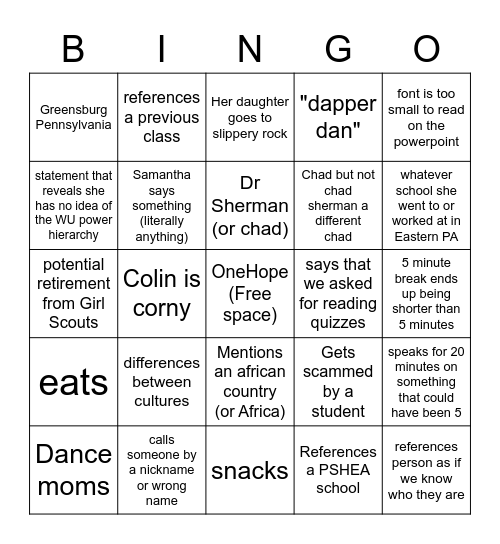 CS Bingo Card