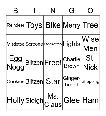 Holiday Bingo Card