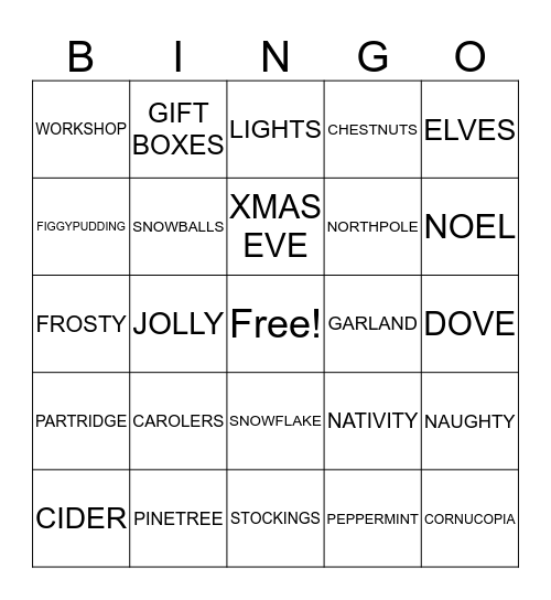 ACADIA HOLIDAY BINGO Card