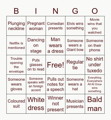 OSCAR 2023 Bingo Card