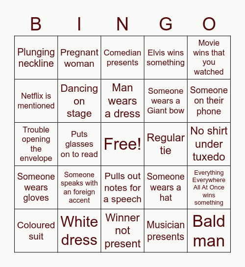 OSCAR 2023 Bingo Card