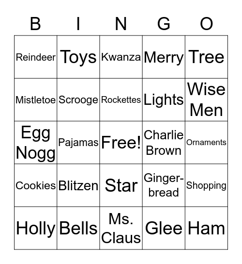 Holiday Bingo Card